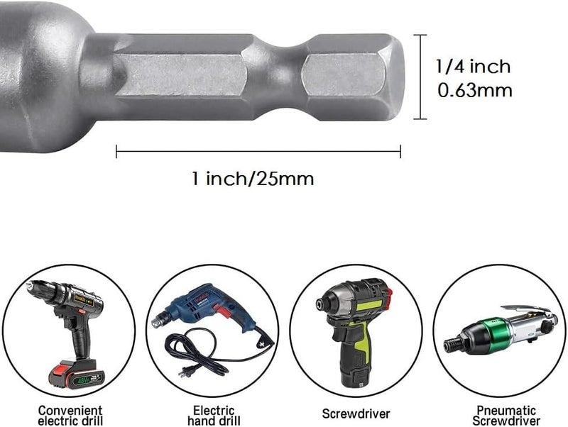 fixinus Store 12mm Quick-Change Driver Bit, Magnetic 1/4" Hex Socket Nut Driver Metric Impact Drill Bit, 65mm Length - Image 4